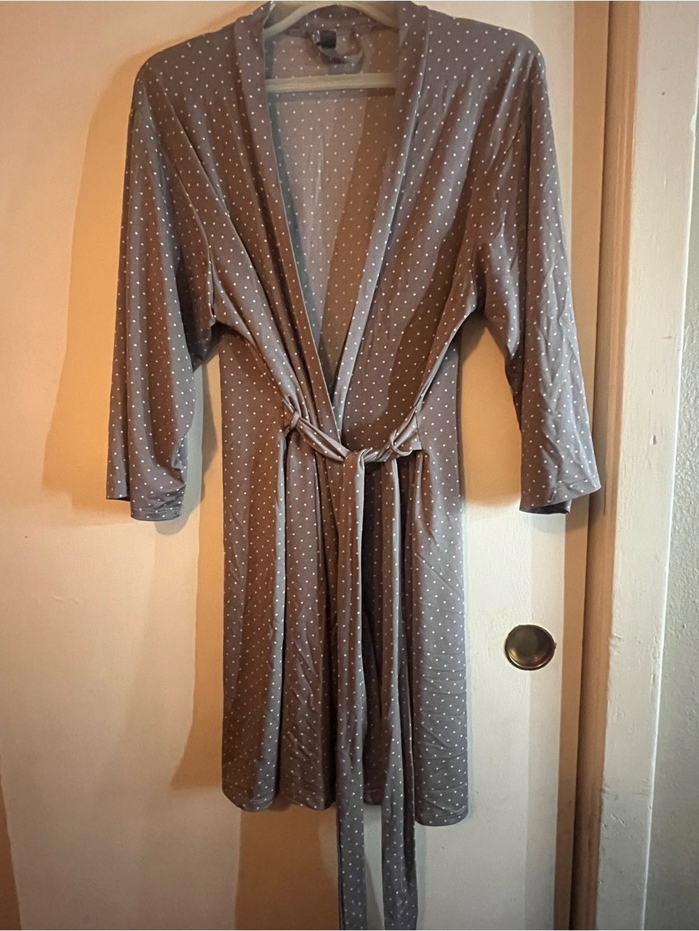 Polka Dot Taupe Women's Robe - Soft Lightweight Lounge Wrap